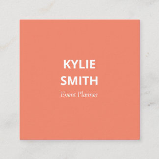 Modern Chic Minimalist Salmon Pinkish Orange Square Business Card