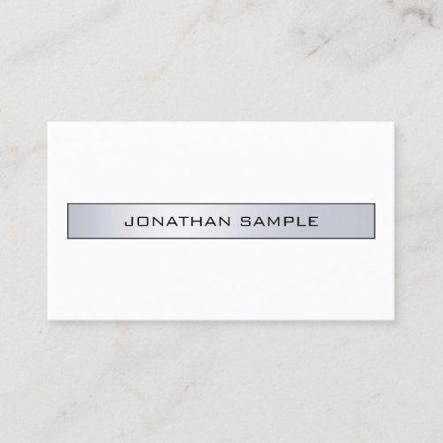 Modern Chic Minimalist Silver Look Professional Business Card