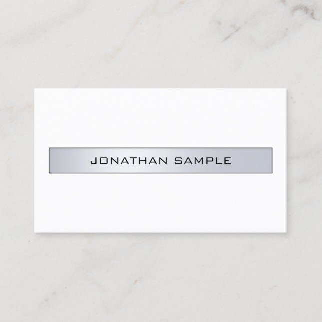 Modern Chic Minimalist Silver Look Professional Business Card (Front)