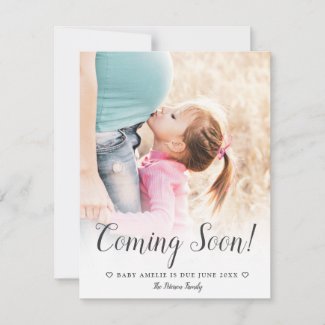Modern chic minimalist typography photo pregnancy announcement