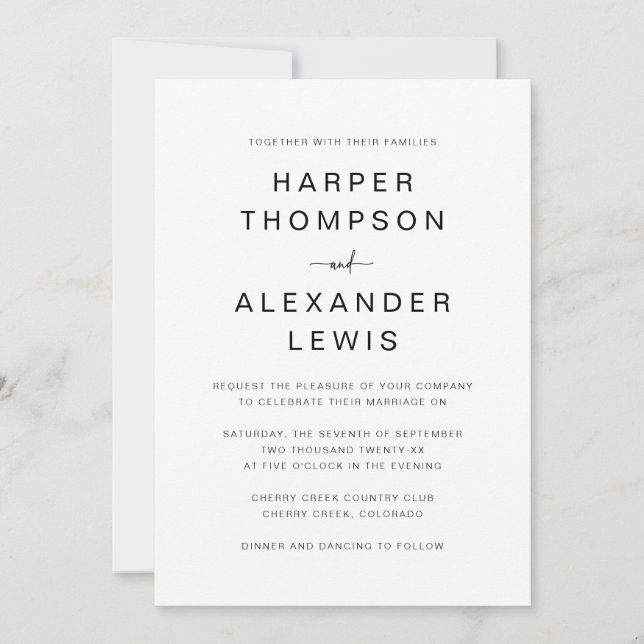 Modern Chic Minimalist Typography Wedding Invitation (Front)