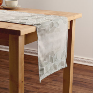 modern chic minimalist white marble geometric medium table runner