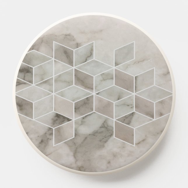 modern chic minimalist white marble geometric PopSocket (Popsocket)