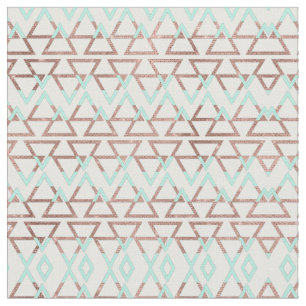 Modern Chic Mint Green Rose Gold Glitter Triangles Fabric