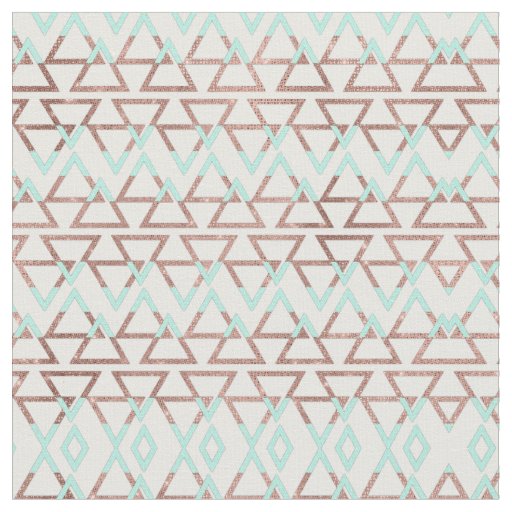 Modern Chic Mint Green Rose Gold Glitter Triangles Fabric