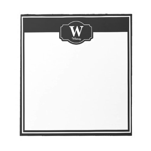 Modern Chic Monochrome Black and White Monogram Notepad