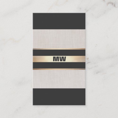 Modern Chic Monogram Black and Gold Stripes Business Card