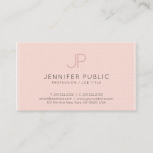 Modern Chic Monogram Blush Pink Luxury Trendy Business Card