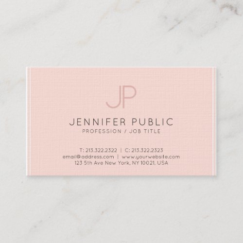 Modern Chic Monogram Blush Pink Luxury Trendy Business Card