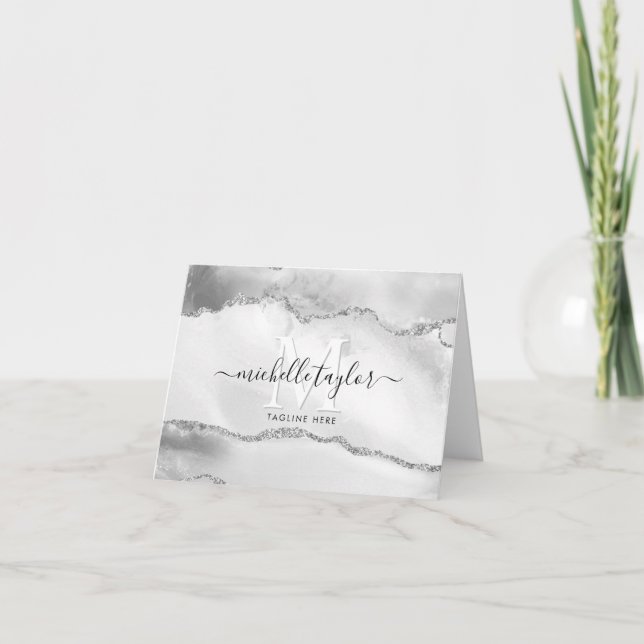 Modern Chic Monogram Marble Business Card (Front)