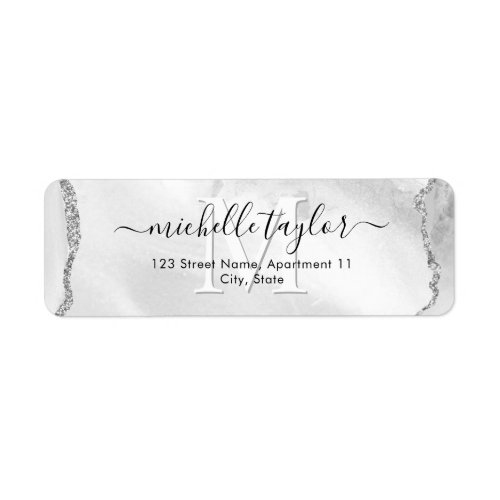 Modern Chic Monogram Marble Business Card Label