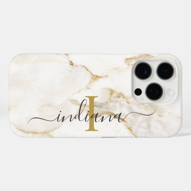 Modern Chic Monogram Marble Look Custom Case-Mate iPhone Case (Back (Horizontal))