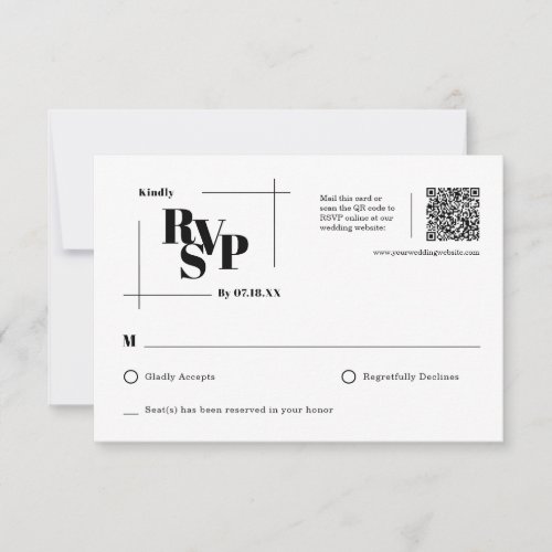 Modern Chic Monogram Minimal Wedding RSVP Postcard