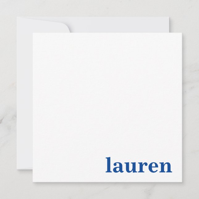 Modern Chic Monogram Name in Navy Note Card (Front)