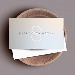 Modern Chic Monogram Professional Soft Silver Business Card