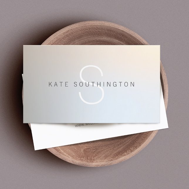 Modern Chic Monogram Professional Soft Silver Business Card (Creator Uploaded)