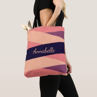 Modern Chic Monogrammed Pink & Purple Tote Bag