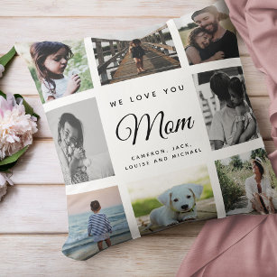 Modern Chic Mother's Day Mom 16 - Photo Collage Throw Pillow