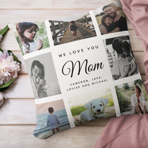 Modern Chic Mothers Day Mom 16 _ Photo Collage Throw Pillow