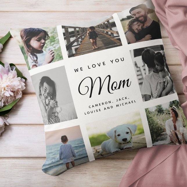 Modern Chic Mother's Day Mom 16 - Photo Collage Throw Pillow (Creator Uploaded)