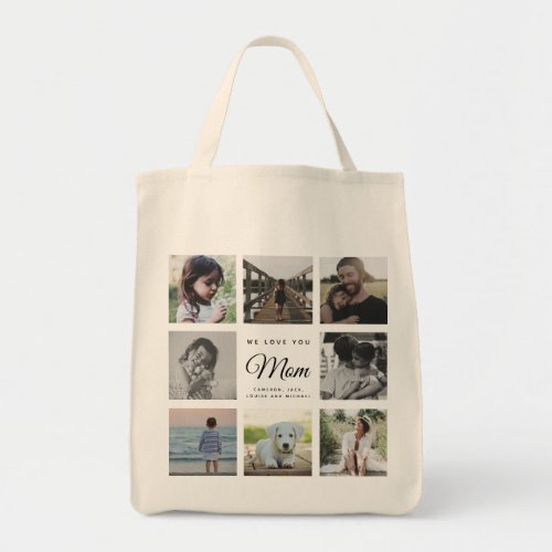 Modern Chic Mothers Day Mom Family Photo Collage Tote Bag