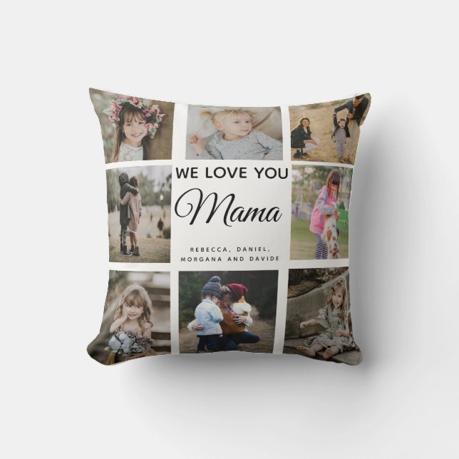 Modern Chic Mother's Day Mom WE LOVE YOU Mama Throw Pillow (Front)