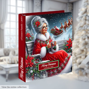 Modern Chic Mrs. Claus Christmas Memory Album 3 Ring Binder