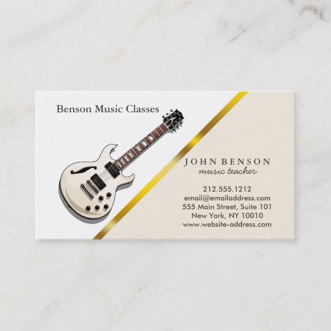 Modern chic Music Lessons  Business Card (Front)