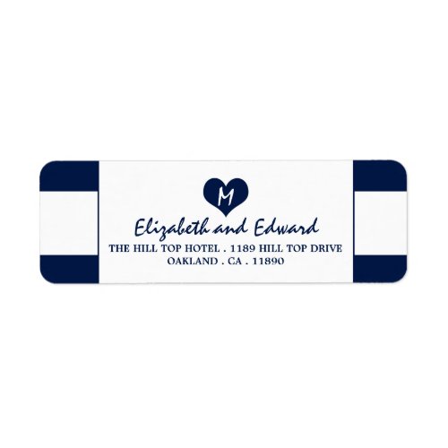 Modern Chic Navy Blue and White Wedding Label