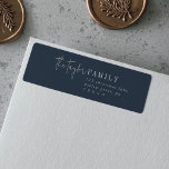 Modern Chic Navy Blue Family Return Address Label<br><div class="desc">These modern chic navy blue family return address labels are perfect for a stylish holiday card or any personal mailing. This simple boho design features classic sophisticated calligraphy in rustic dark navy blue and white. These labels can be used for Christmas cards, party invitations, a special event or any time...</div>