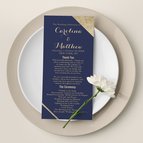 Modern chic navy blue faux gold glam Program