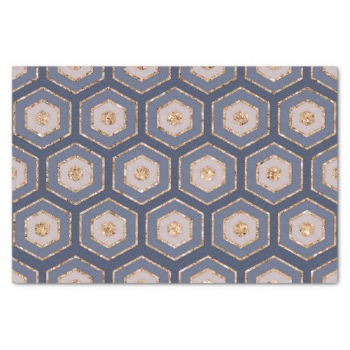 Modern Chic Navy Blue Gold Hexagon Geometric Tissue Paper