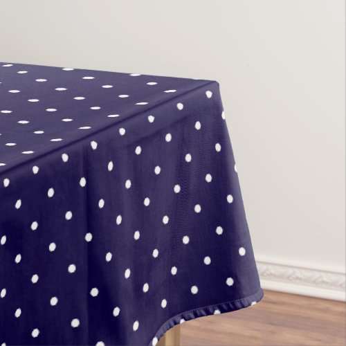 Modern Chic Navy Blue White Polka Dots Pattern Tablecloth