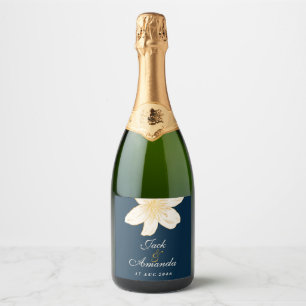 Modern Chic Navy Blue Wine Bottle Sticker & Label