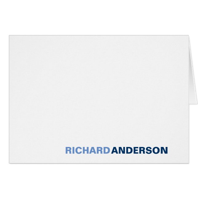 Modern Chic Navy Light Blue Bold Font Name Office Cards (Front Horizontal)