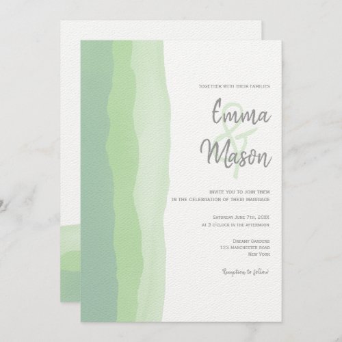 Modern Chic Neo Mint Green Watercolor Invitation