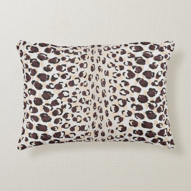 Modern chic neutral brown cheetah print pattern accent pillow (Front)