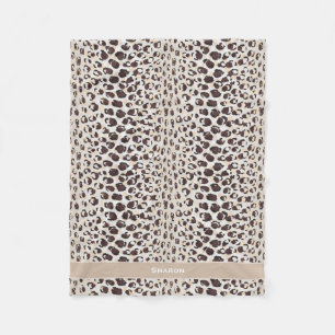 Modern chic neutral brown cheetah print pattern fleece blanket