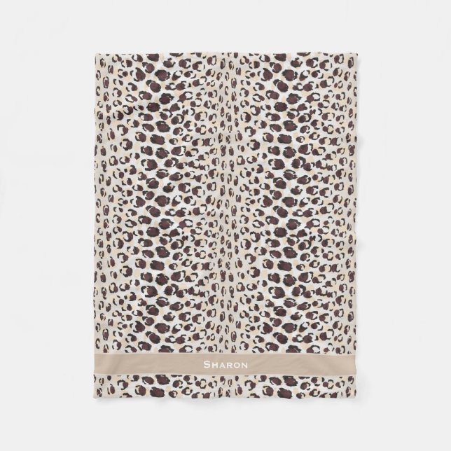 Modern chic neutral brown cheetah print pattern fleece blanket (Front)