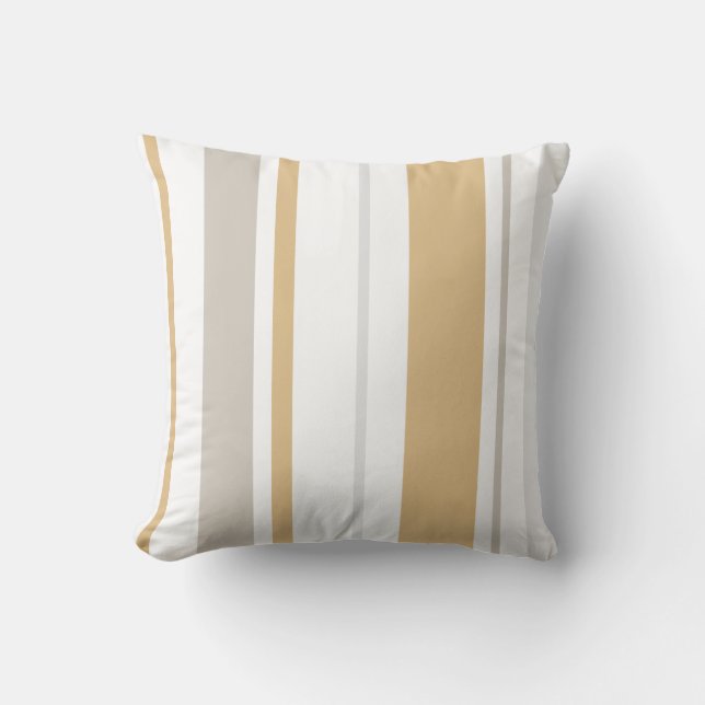 Modern chic neutral honey and beige stripes pillow (Front)