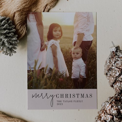 Modern Chic  Neutral Merry Christmas Photo Holiday Card