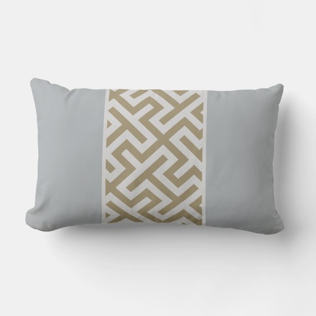 Modern chic neutral sand grey geometric pillow (Front)