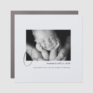 Modern Chic Newborn Photo & Details Magnet