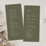 Modern Chic Olive Green Flat Wedding Program<br><div class="desc">This minimalist chic olive green flat wedding program is perfect for a simple wedding. The woodsy boho design features rustic unique and stylish bohemian typography in a minimal woodland forest green color. Include the name of the bride and groom, the wedding date and location, thank you message, order of service,...</div>