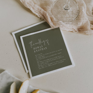 Modern Chic Olive Green Fun Facts Wedding Napkins