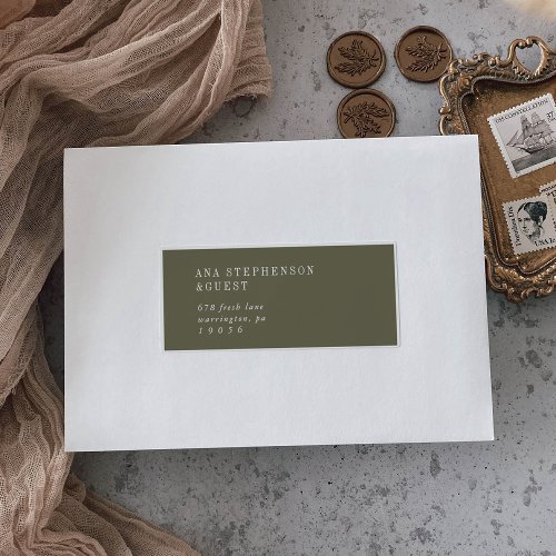 Modern Chic Olive Green Guest Address Labels