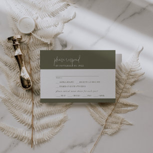 Modern Chic Olive Green Menu Choice RSVP Card