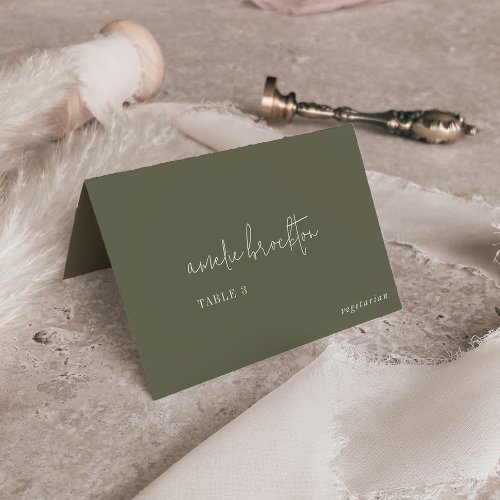 Modern Chic Olive Green Menu Place Cards
