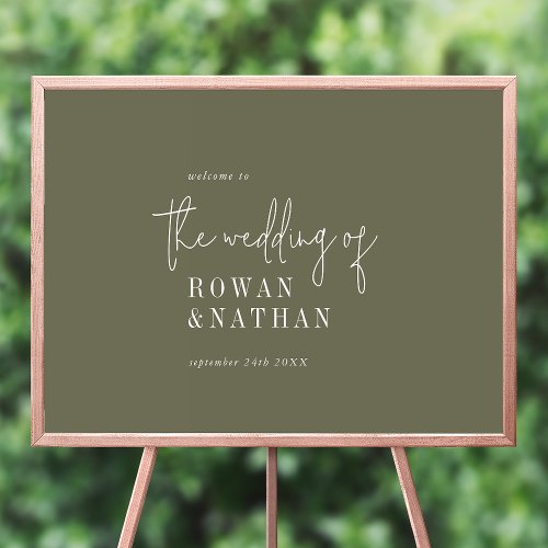 Modern Chic Olive Green Printable Wedding Welcome Poster