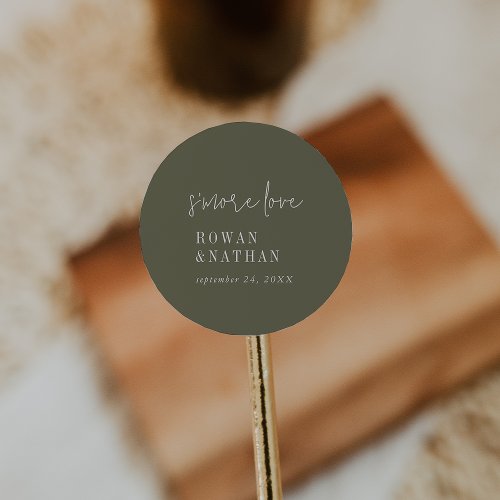 Modern Chic Olive Green Smore Love Stickers